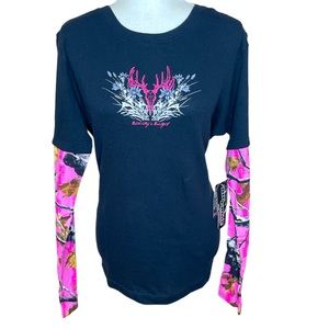 Legendary Whitetails NWT Camo Huntress Crewneck Long Sleeve Thermal Tee SZ:Large